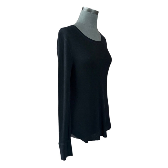Women Shirt OLD NAVY Essential Rib T-Shirt Black Long Sleeve Tee Crew Neck Top - Picture 3 of 5